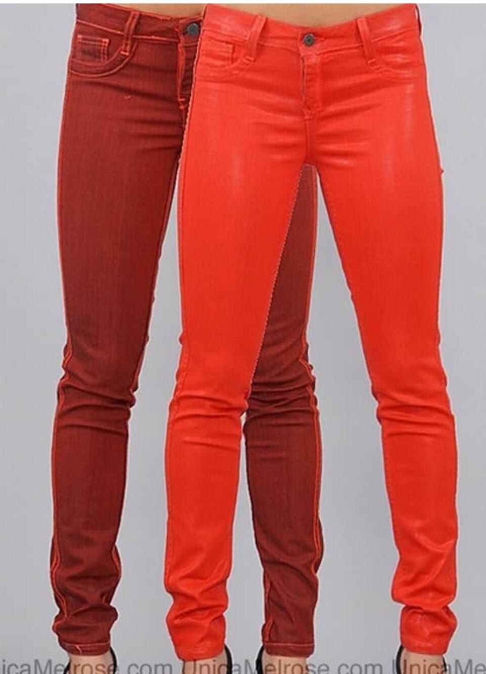 BLEULAB Reversable Orange & Red Denim Jeans Pants ~ Women's Size 27 Legging NWOT